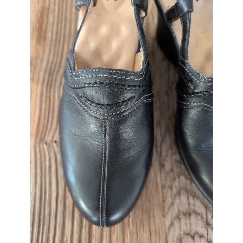 Soft Walk Womens Black Leather Mules Slingback Platform Sandals Shoes 10 - Picture 2 of 16